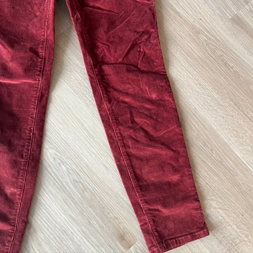 ** Madewell Red Burgundy Velvet 10” High Rise Skinny Ankle Jeans Velour 27 - Picture 3 of 9